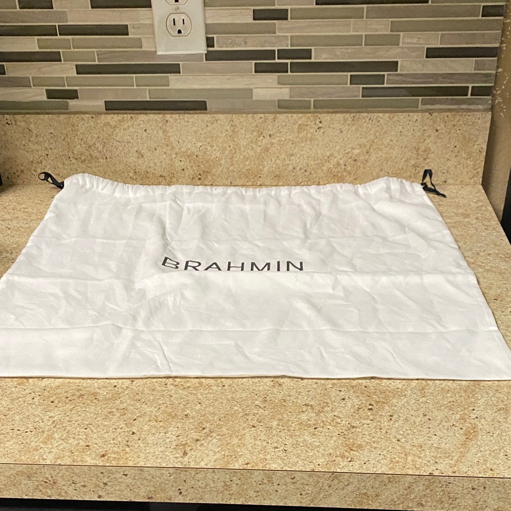 Brahmin White Drawstring Bag XL